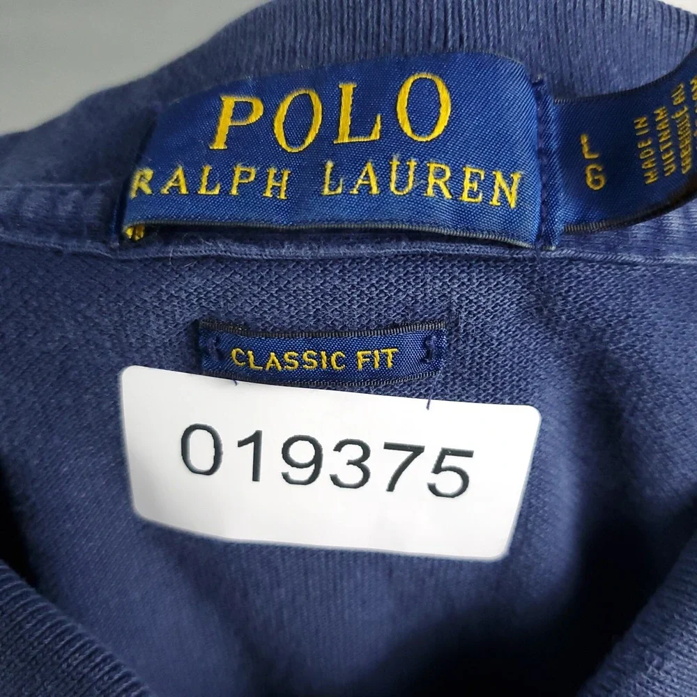 Ralph Lauren Polo Shirt Mens Large Blue Classic Fit Short Sleeve *STAINED